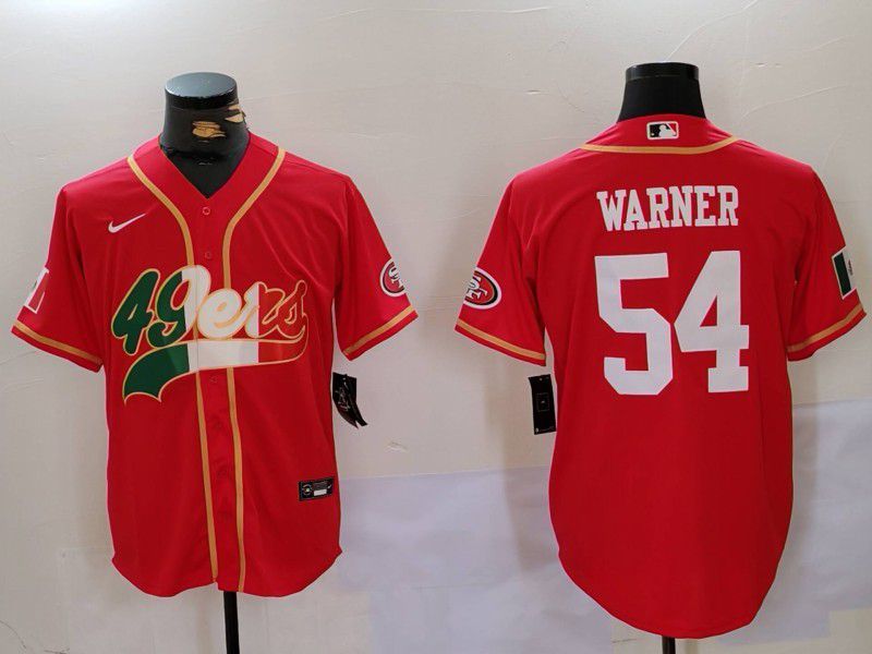 Men San Francisco 49ers #54 Warner Red Second generation Mexican Joint Name 2024 Nike Limited NFL Jersey style 1